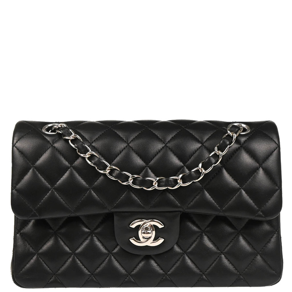 Chanel 2019 Black Lambskin Small Classic Double Flap Shoulder Bag