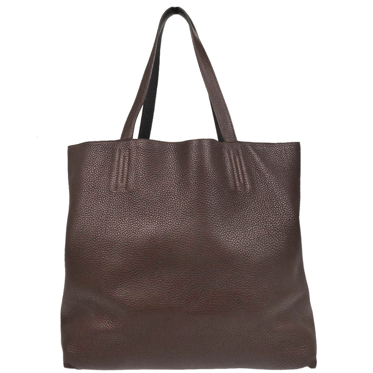 Hermes Chocolat Black Taurillon Double Sens 36 Reversible Tote Handbag