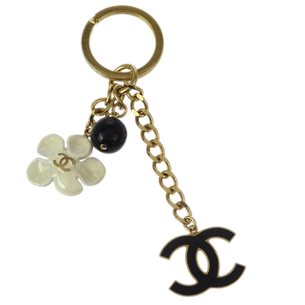 Chanel Gold Key Holder Bag Charm CC Flower Small Good 10P