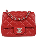Chanel 2018-2019 Red Caviar Mini Classic Square Flap Bag