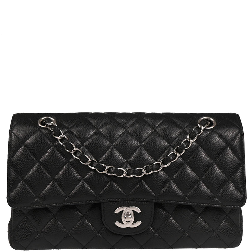 Chanel 2017-2018 Black Caviar Medium Classic Double Flap Shoulder Bag