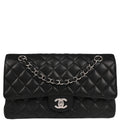 Chanel 2017-2018 Black Caviar Medium Classic Double Flap Shoulder Bag