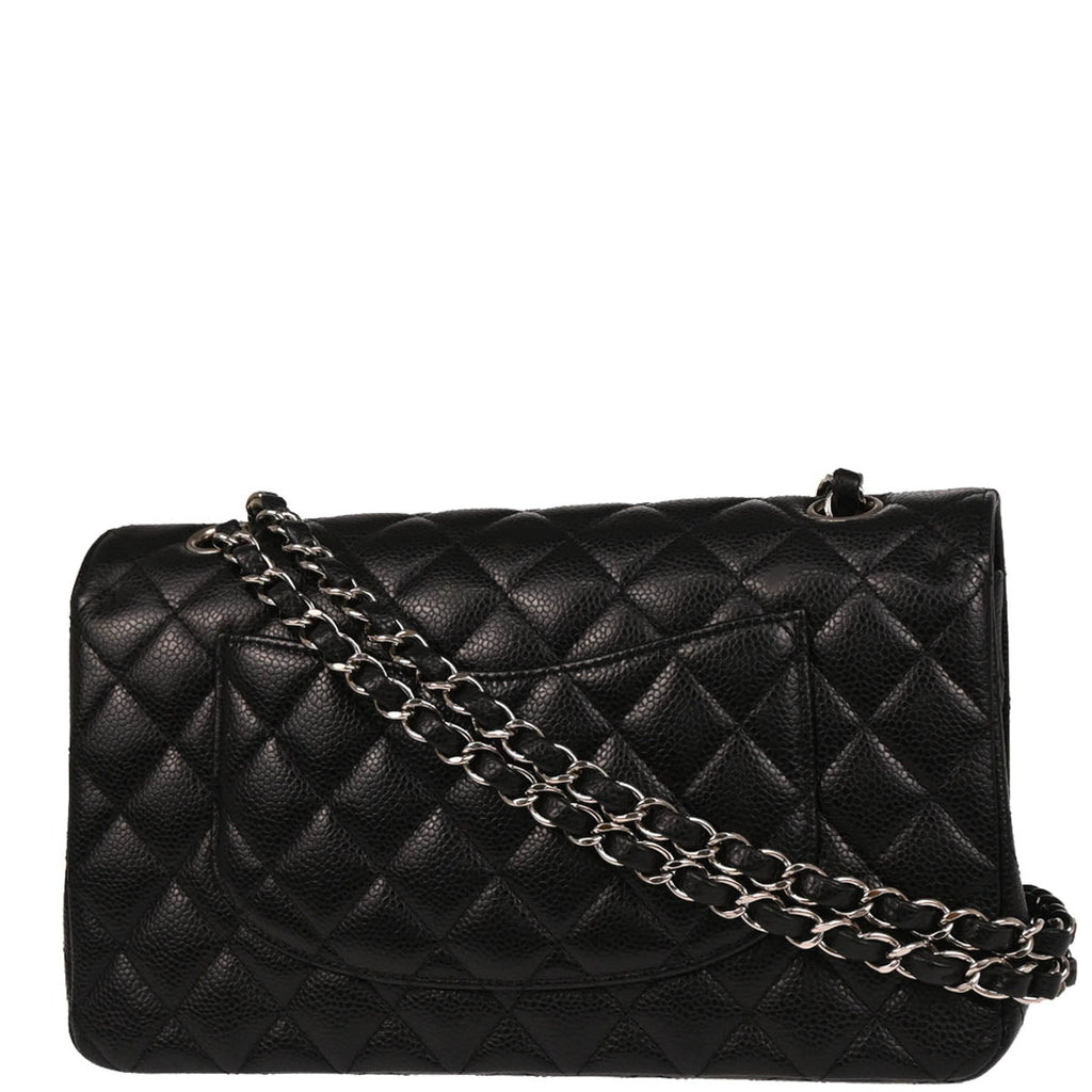 Chanel 2017-2018 Black Caviar Medium Classic Double Flap Shoulder Bag