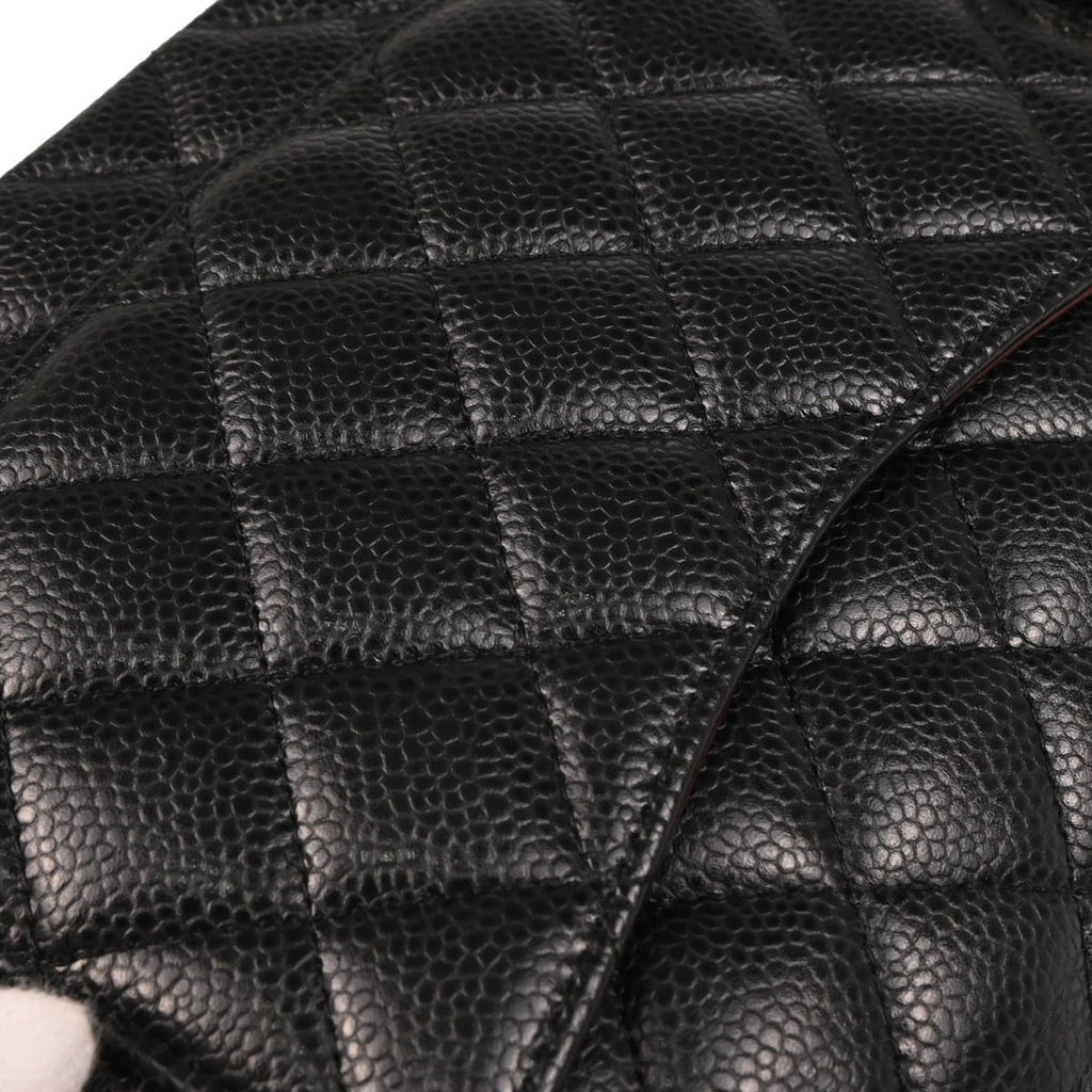 Chanel 2017-2018 Black Caviar Medium Classic Double Flap Shoulder Bag
