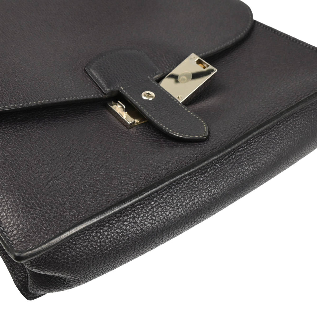 Hermes 2013 Blue Indigo Etain Togo Verso Sac a Depeches 27 Briefcase Handbag