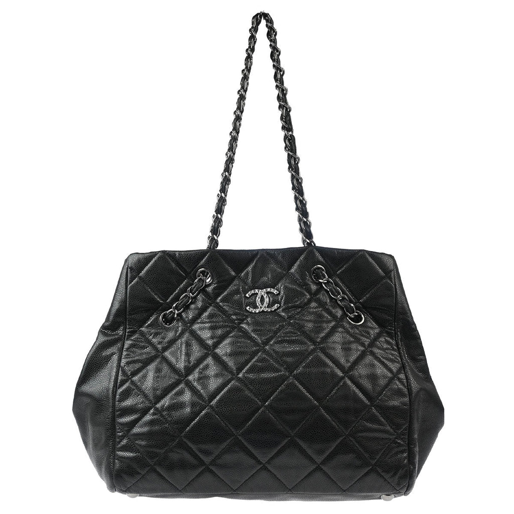 Chanel 2010-2011 Black Caviar Cells Tote Handbag