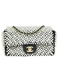 Chanel * 2019 Black White Satin Costume Pearl Shoulder Bag