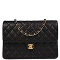 Chanel 2010-2011 Black Lambskin Turnlock Medium Half Flap Shoulder Bag