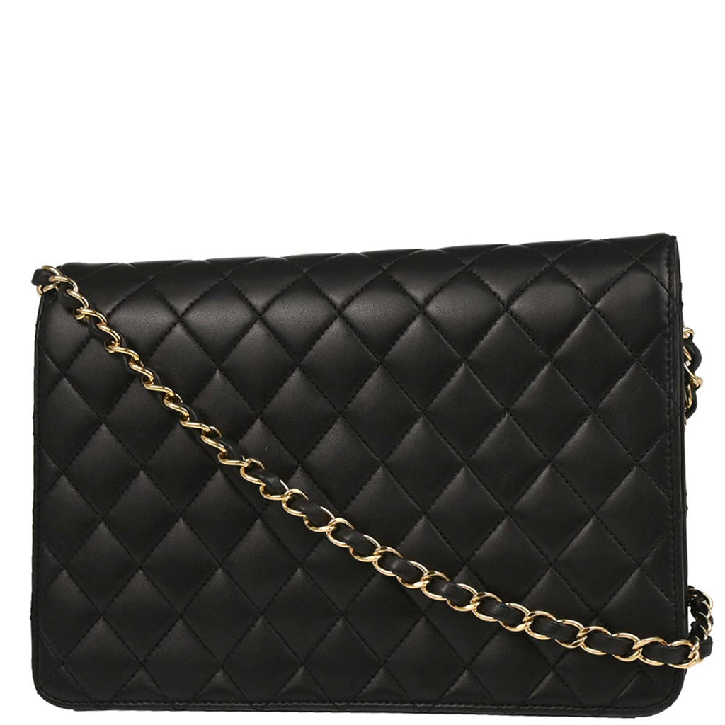 Chanel 2010-2011 Black Lambskin Turnlock Medium Half Flap Shoulder Bag