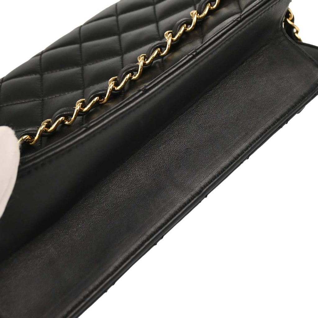Chanel 2010-2011 Black Lambskin Turnlock Medium Half Flap Shoulder Bag