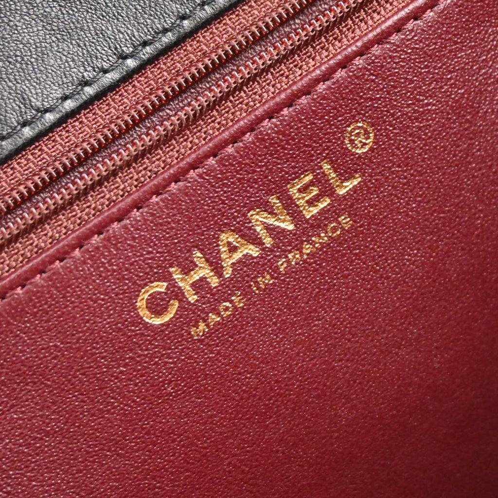 Chanel 2010-2011 Black Lambskin Turnlock Medium Half Flap Shoulder Bag