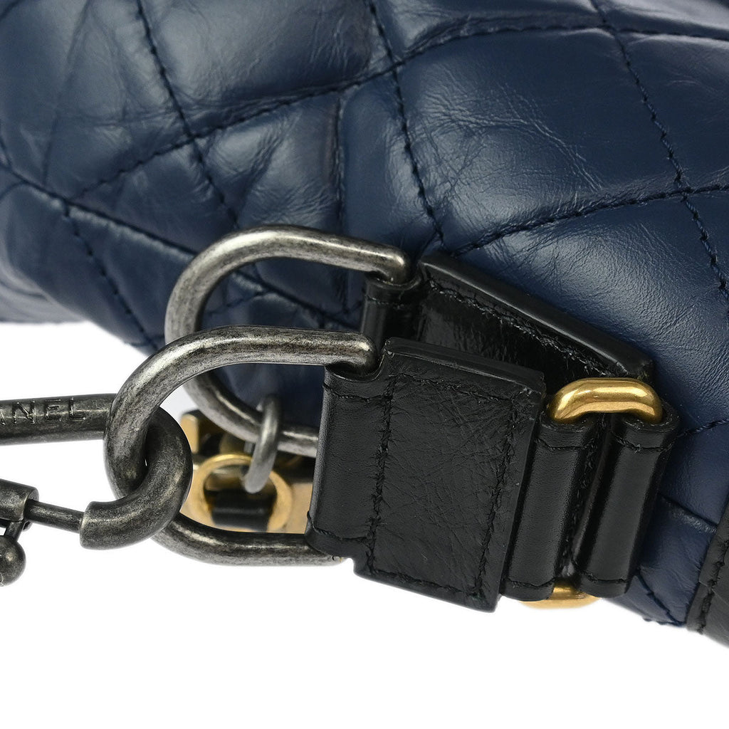 Chanel 2017-2018 Blue Black Calfskin Gabrielle 2way Shoulder Tote Bag