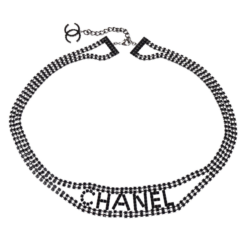 Chanel Chain Belt Silver Rhinestone Small Good B18S
