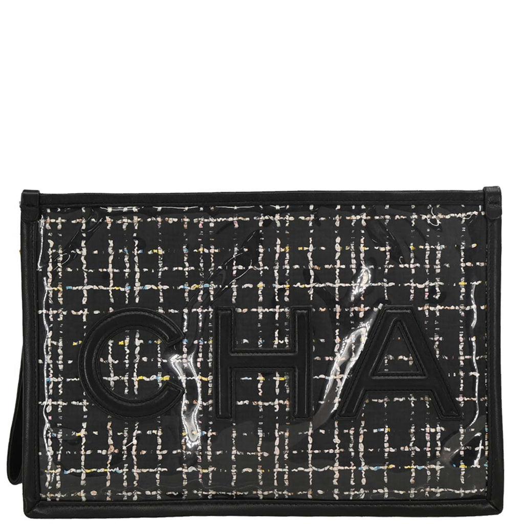 Chanel 2019 Black Lambskin PVC Clutch Bag