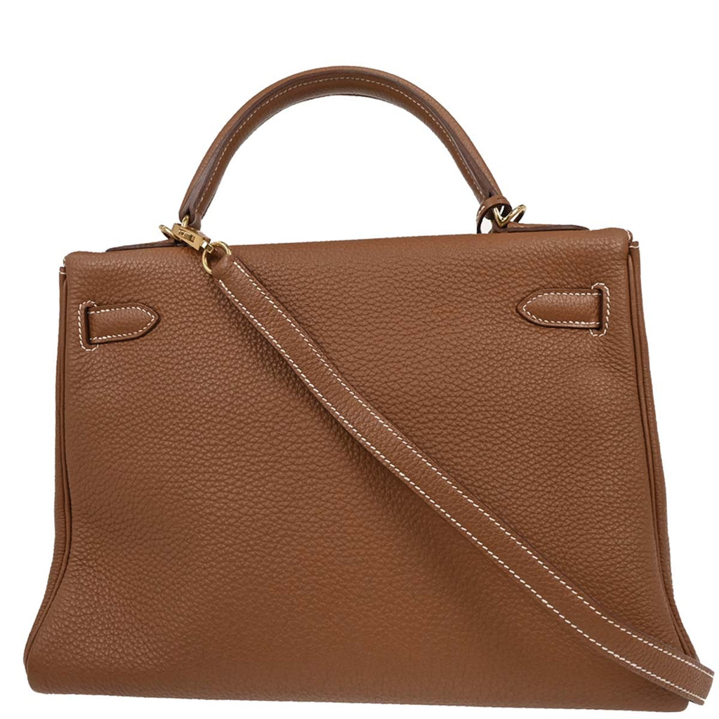 Hermes 2013 Gold Taurillon Clemence Kelly 32 Retourne 2way Shoulder Handbag