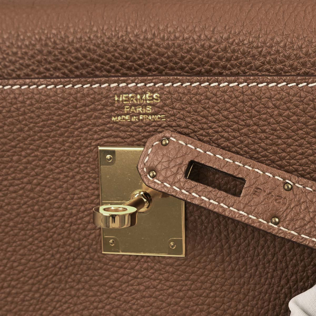 Hermes 2013 Gold Taurillon Clemence Kelly 32 Retourne 2way Shoulder Handbag