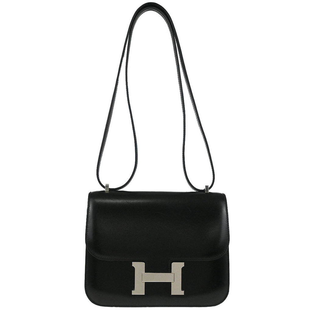 Hermes 2018 Black Box Calf Mini Constance 18 Shoulder Bag