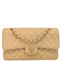 Chanel 2019 Beige Caviar Medium Classic Double Flap Shoulder Bag