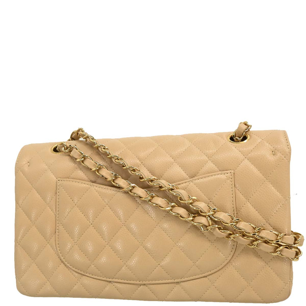 Chanel 2019 Beige Caviar Medium Classic Double Flap Shoulder Bag