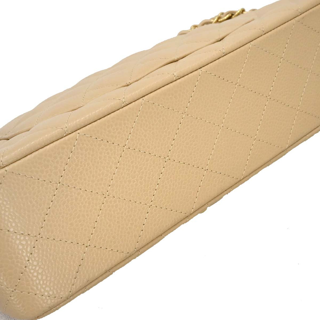 Chanel 2019 Beige Caviar Medium Classic Double Flap Shoulder Bag