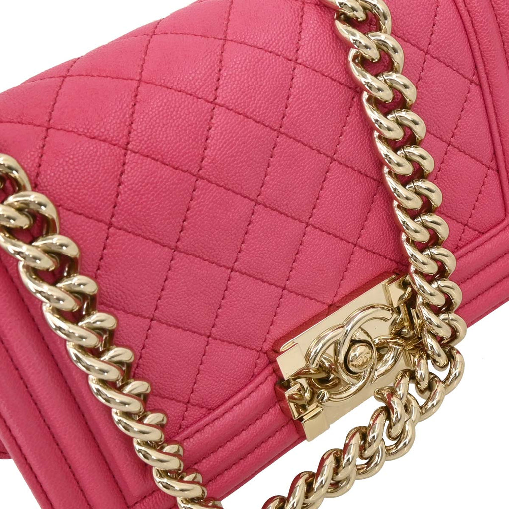 Boy Chanel 2020-2021 Pink Caviar Small Chain Shoulder Bag