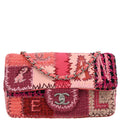 Chanel 2017 Pink Calfskin Tweed Patchwork Medium Classic Single Flap