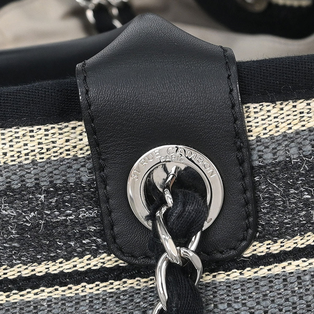 Chanel 2018-2019 Gray Canvas Medium Deauville 2way Shoulder Tote Bag
