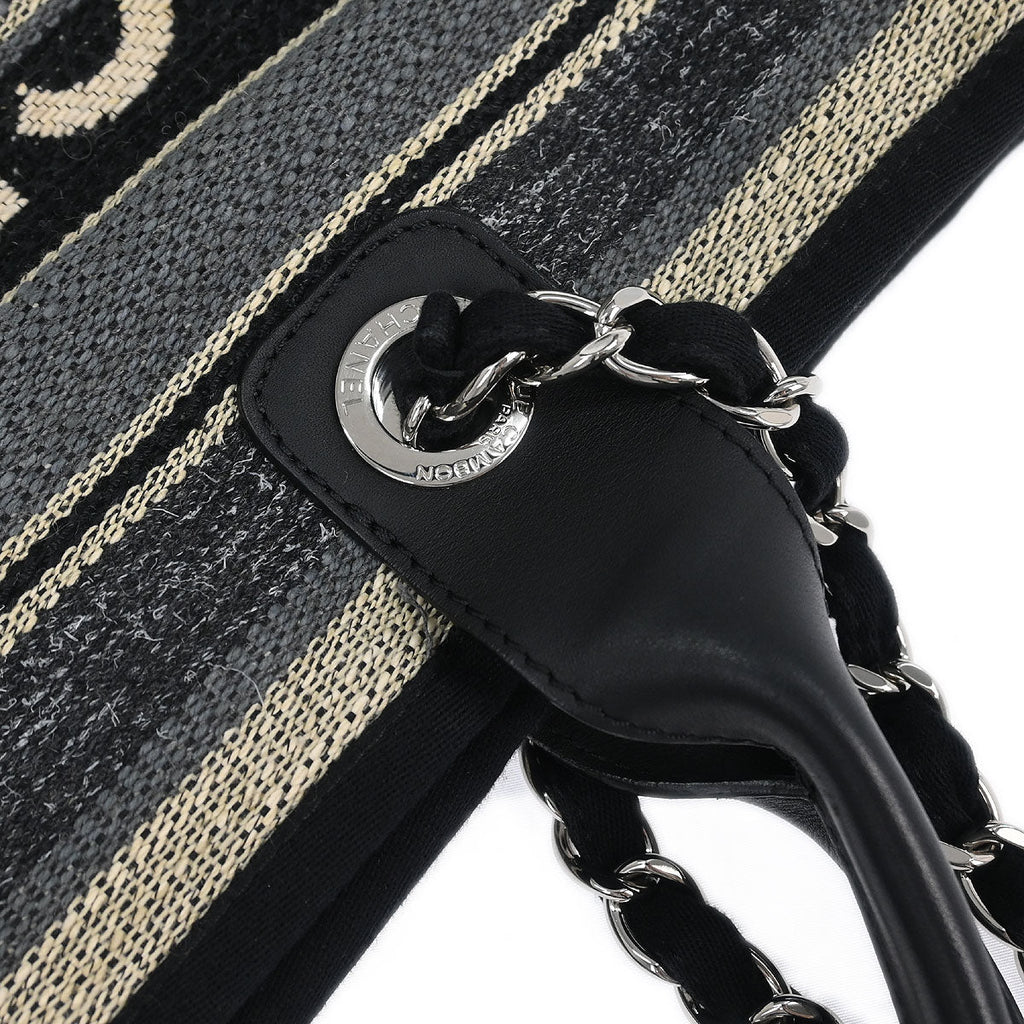 Chanel 2018-2019 Gray Canvas Medium Deauville 2way Shoulder Tote Bag