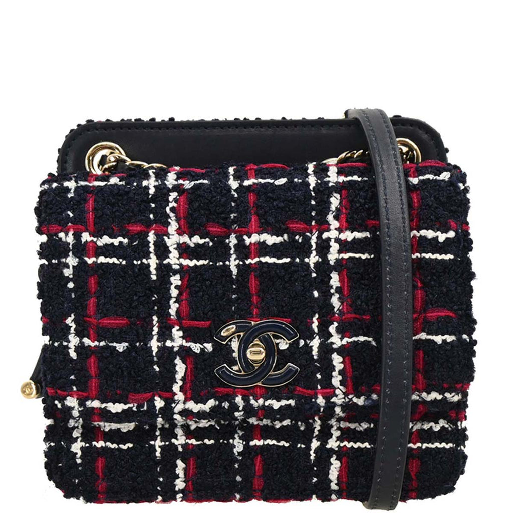 Chanel 2019 Navy Lambskin Tweed Shoulder Bag