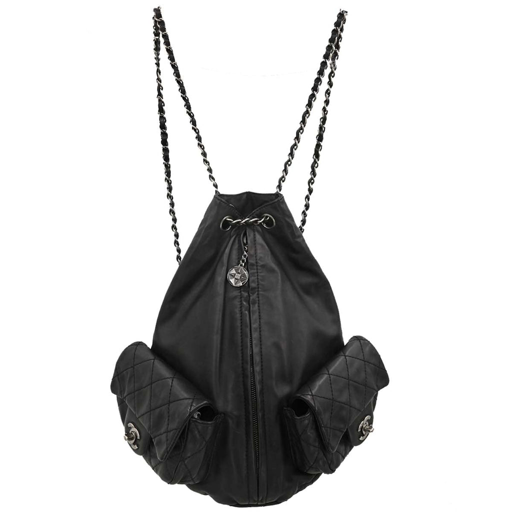 Chanel 2012-2013 Black Lambskin 2way Shoulder Backpack Shoulder Bag