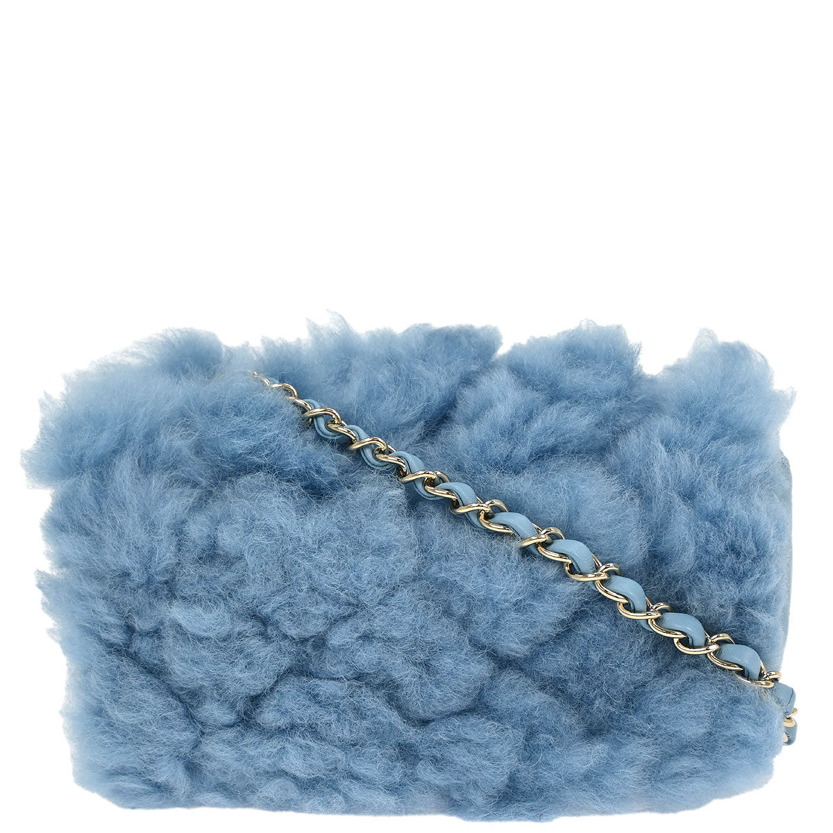 Chanel 2019 Light Blue Shearling Lambskin Shoulder Bag
