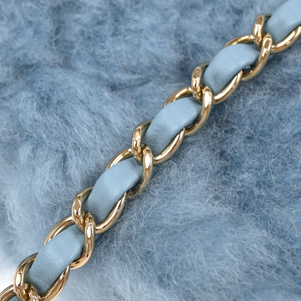 Chanel 2019 Light Blue Shearling Lambskin Shoulder Bag