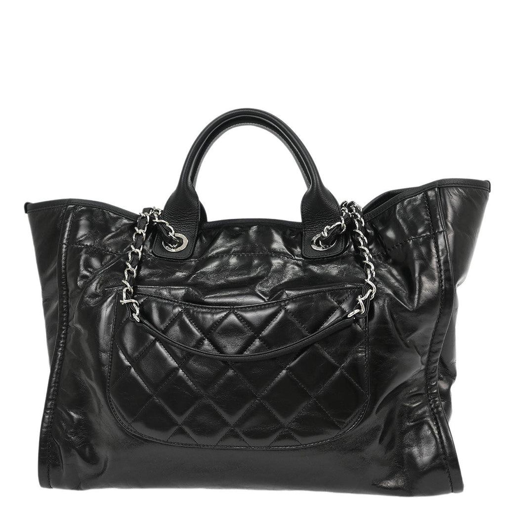 Chanel 2016-2017 Black Calfskin Medium Deauville 2way Shoulder Tote Bag