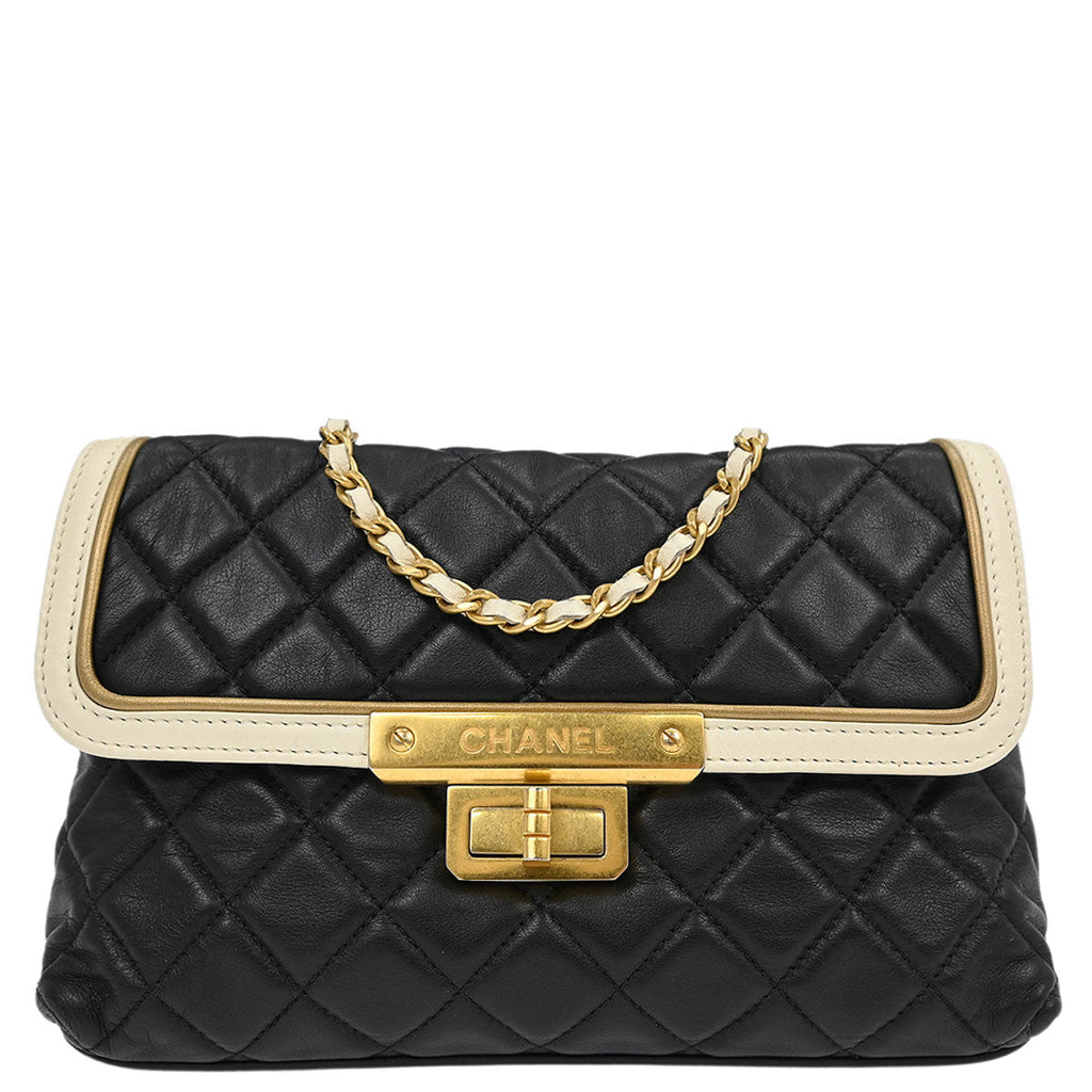 Chanel 2011 Black Lambskin Mademoiselle Lock Shoulder Bag