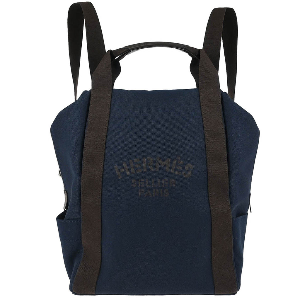 Hermes Navy Toile Officier Sac De Pansage Groom Backpack