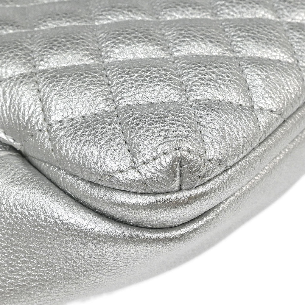 Chanel 2016-2017 Metallic Silver Calfskin Waist Bum Bag