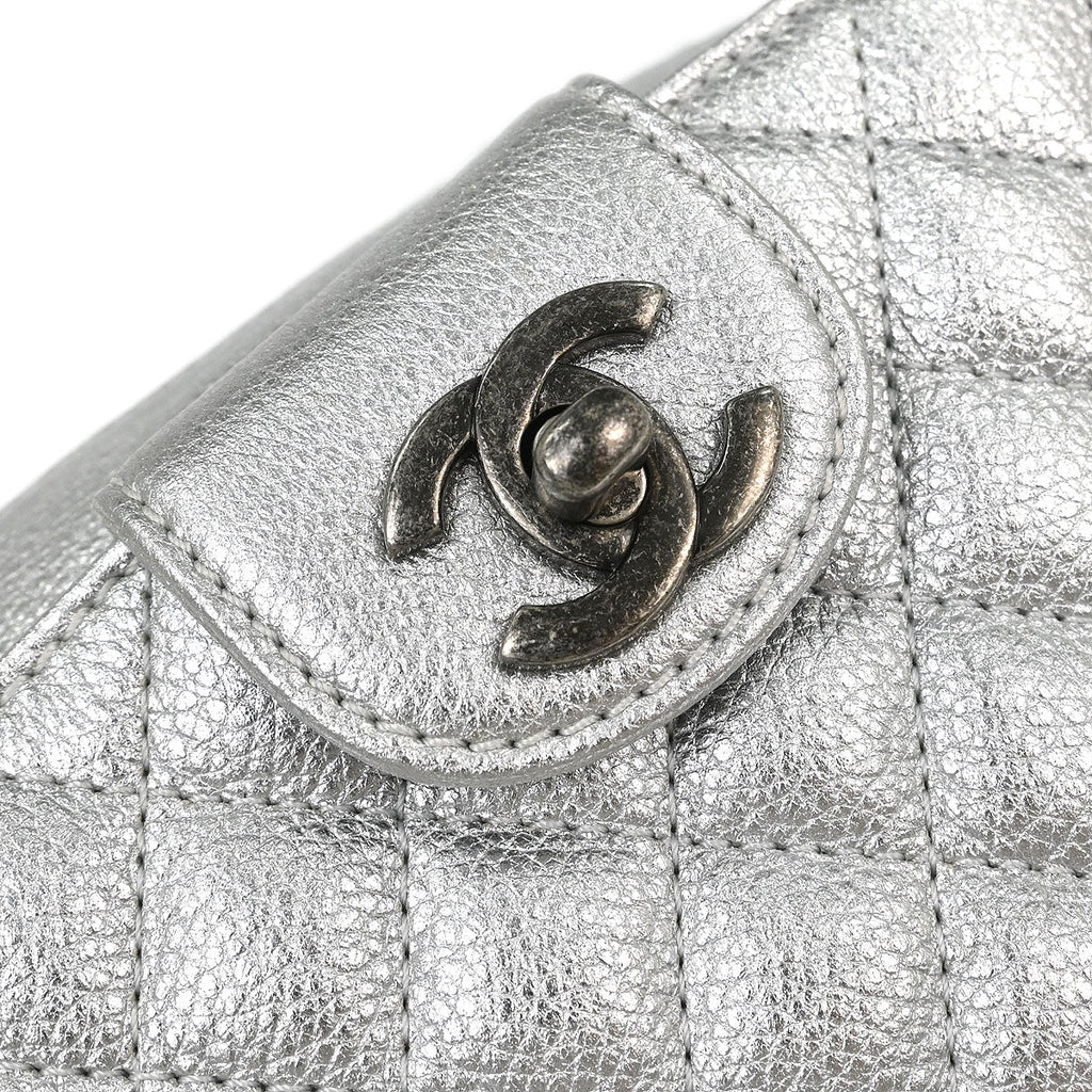 Chanel 2016-2017 Metallic Silver Calfskin Waist Bum Bag