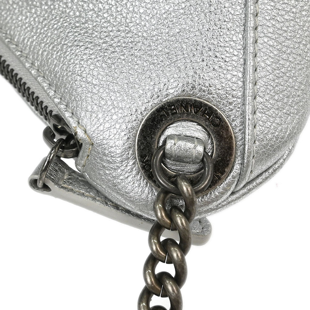 Chanel 2016-2017 Metallic Silver Calfskin Waist Bum Bag