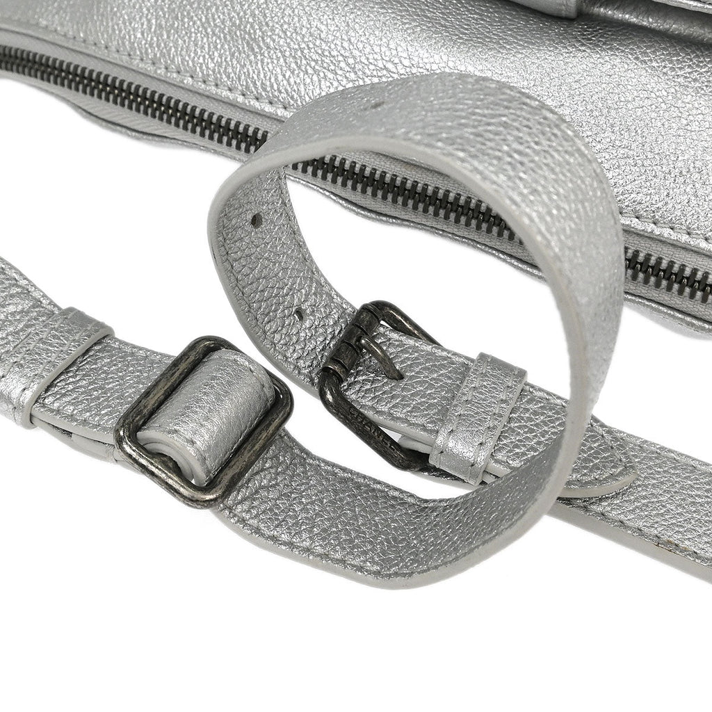 Chanel 2016-2017 Metallic Silver Calfskin Waist Bum Bag