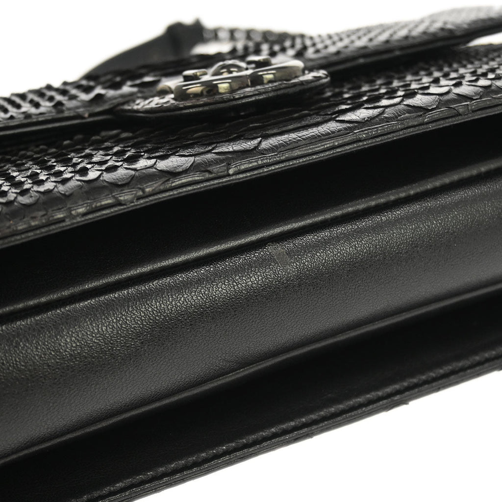 Chanel * 2014-2015 Black Python Perfect Edge Flap Bag 2way Shoulder Handbag