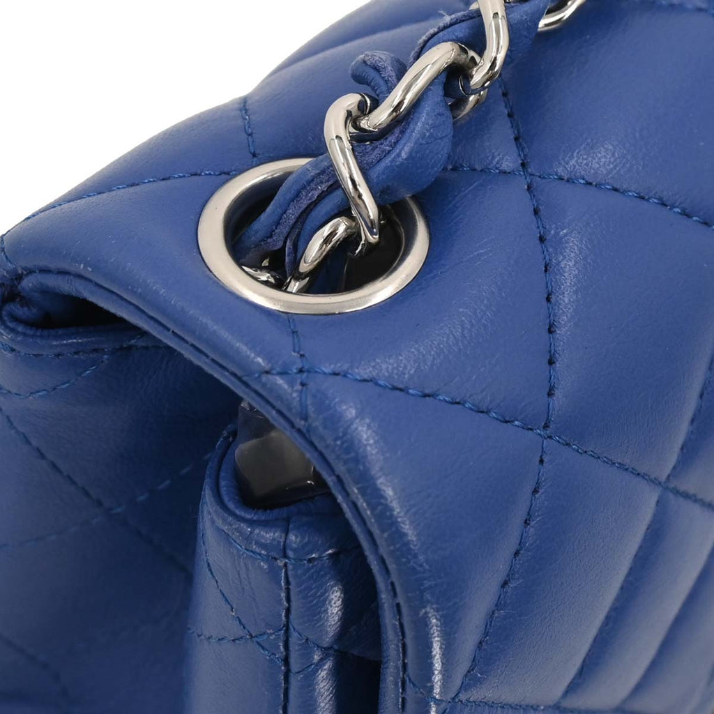 Chanel 2016-2017 Blue Lambskin Mini Classic Square Flap Shoulder Bag