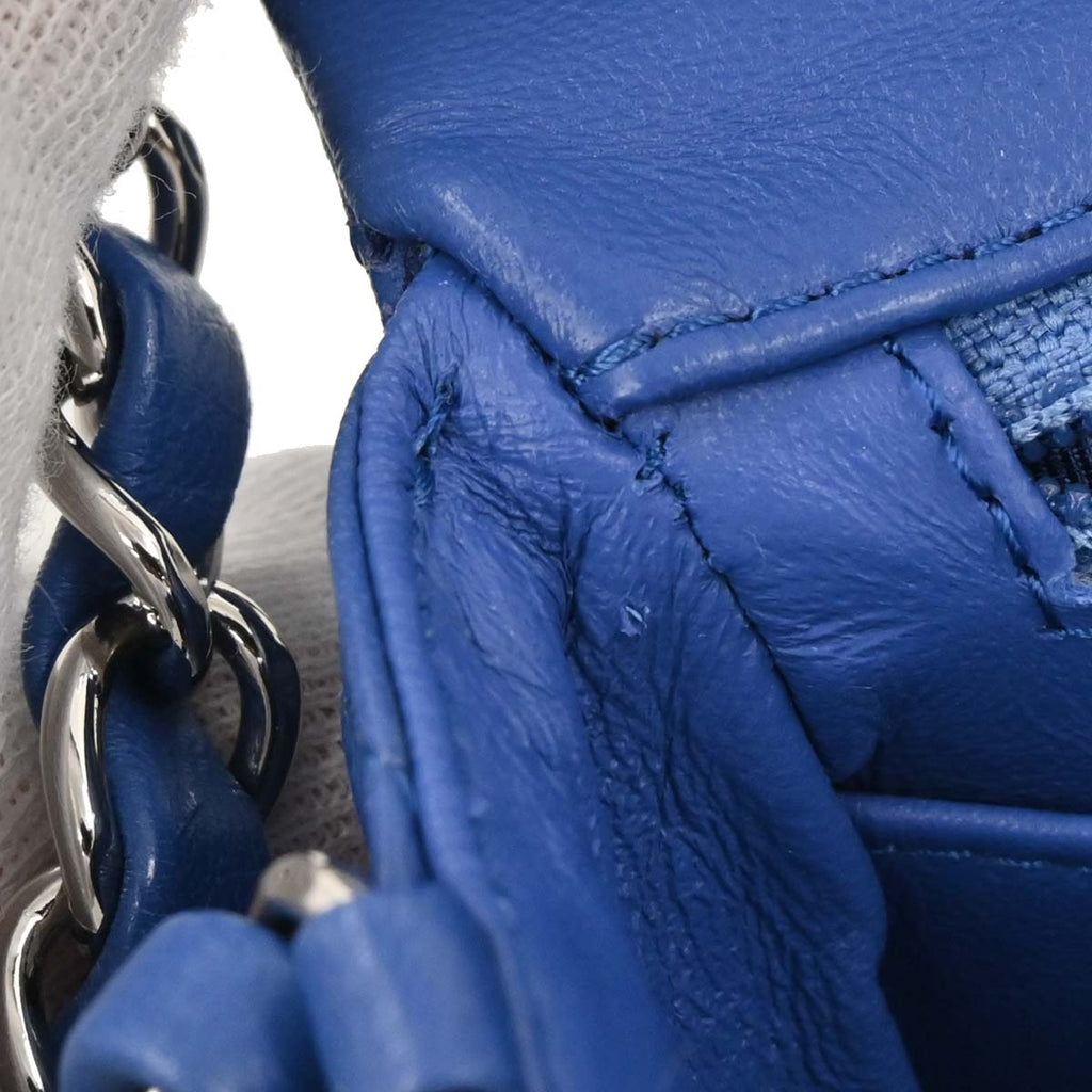 Chanel 2016-2017 Blue Lambskin Mini Classic Square Flap Shoulder Bag