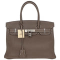 Hermes 2012 Etoupe Taurillon Clemence Birkin 30 Handbag