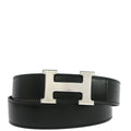 Hermes Black Box Calf Constance Reversible Belt #85 Small Good