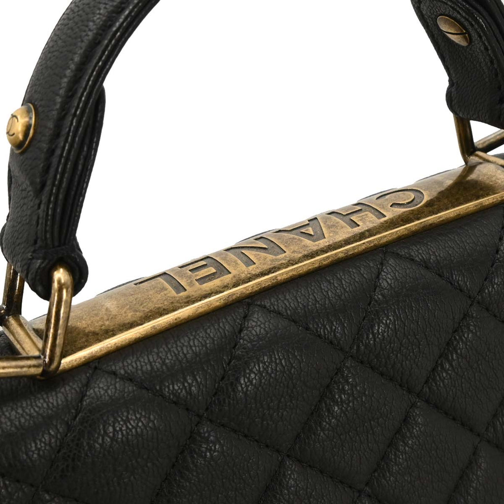 Chanel 2012-2013 Black Goatskin Rita Flap Mademoiselle Lock 2way Shoulder Handbag