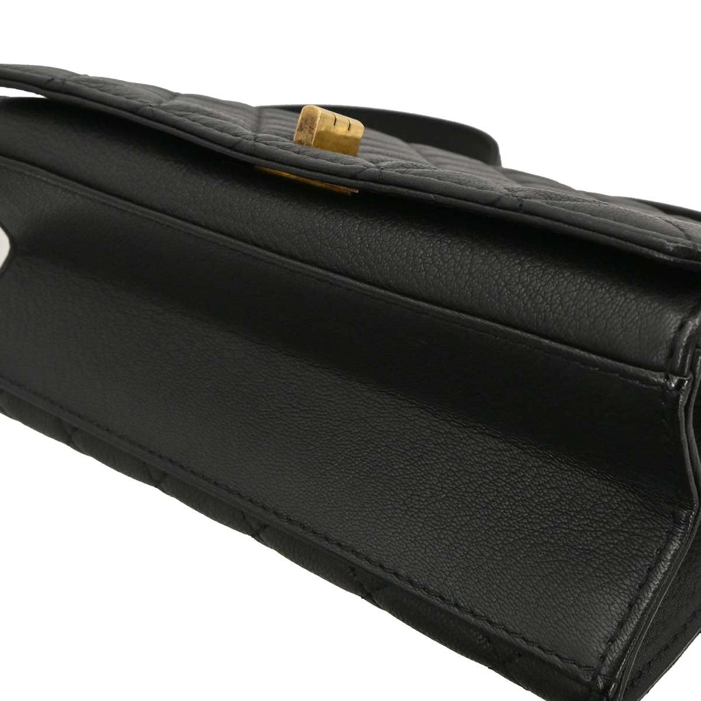 Chanel 2012-2013 Black Goatskin Rita Flap Mademoiselle Lock 2way Shoulder Handbag