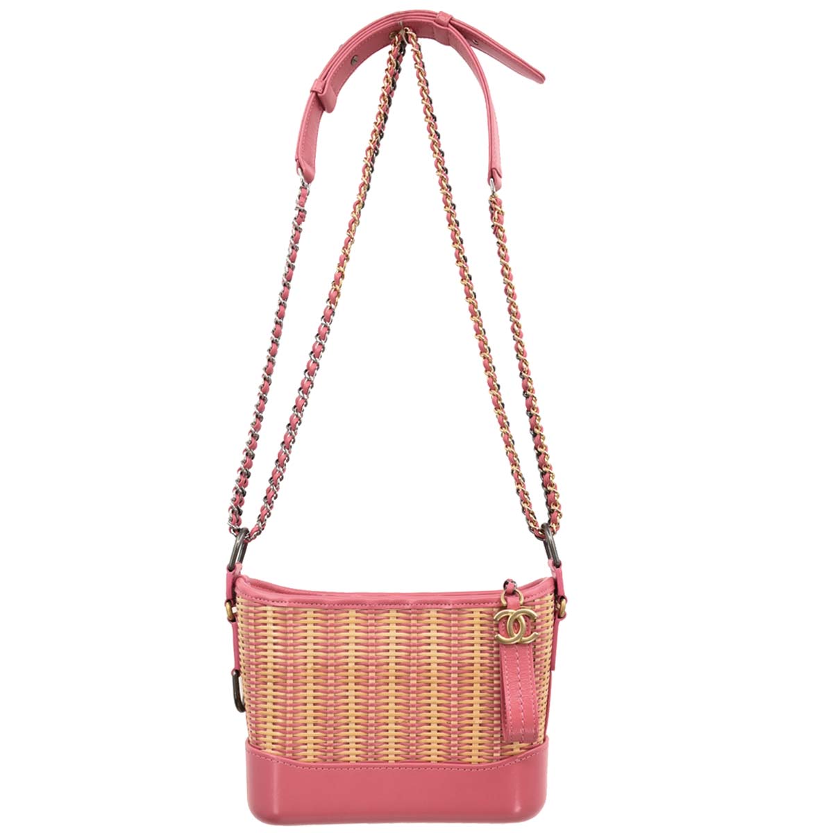 Chanel 2019 Pink Rattan Calfskin Small Gabrielle Shoulder Bag