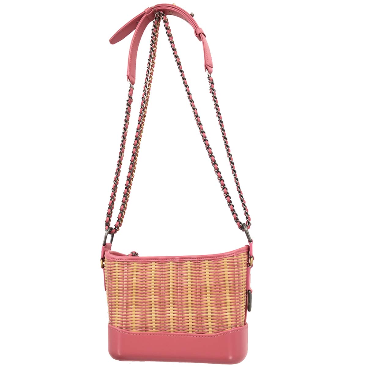 Chanel 2019 Pink Rattan Calfskin Small Gabrielle Shoulder Bag