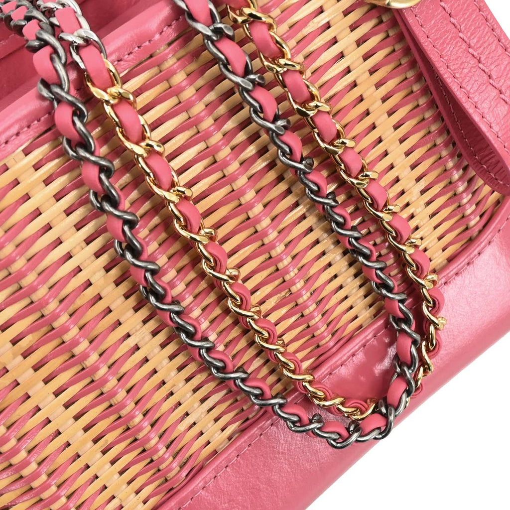 Chanel 2019 Pink Rattan Calfskin Small Gabrielle Shoulder Bag