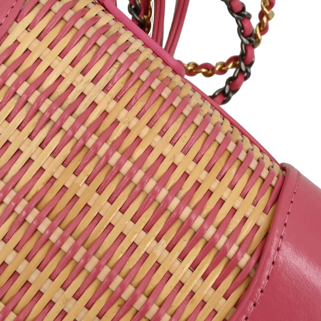 Chanel 2019 Pink Rattan Calfskin Small Gabrielle Shoulder Bag